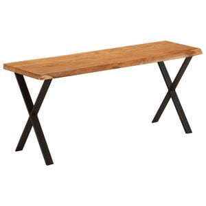 vidaXL Bench Natural wood, Black Solid acacia wood, Powder-coated steel