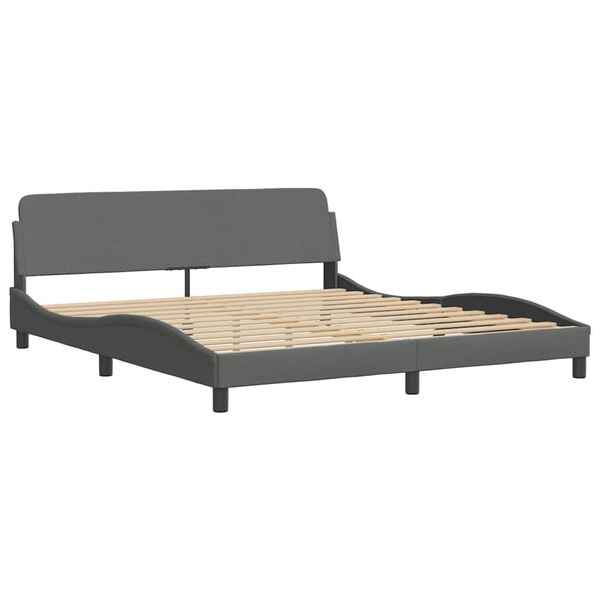 vidaXL Bed Frame without Mattress "Hvar" Dark Gray 72"x83.9"Fabric