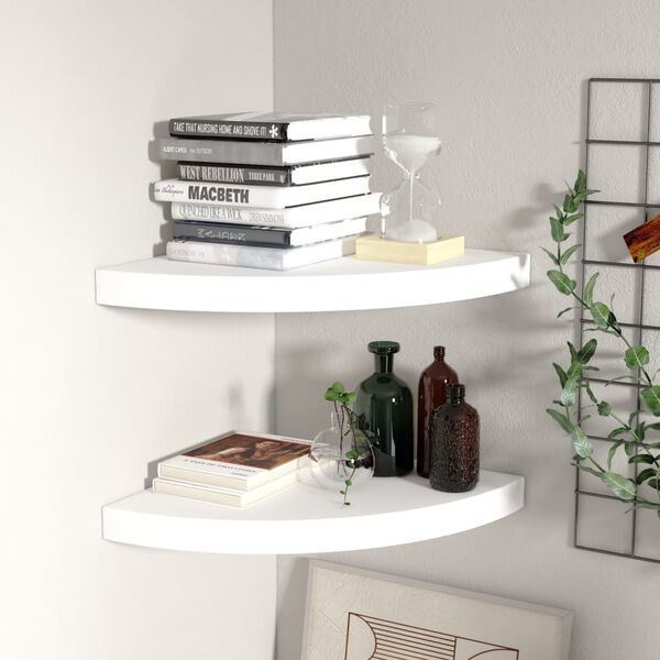 vidaXL Corner Shelf Set of 2 White Honeycomb MDF, metal