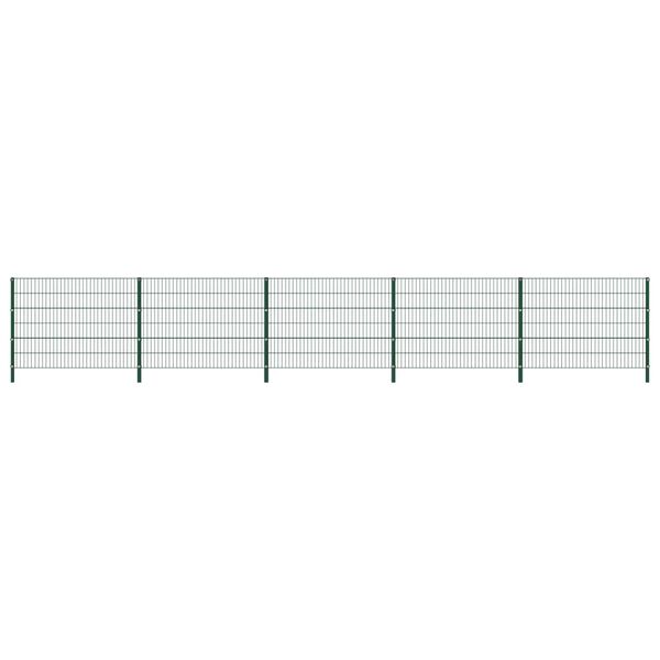 vidaXL Fence Panel with Posts Iron 341.3"x47.2" Green