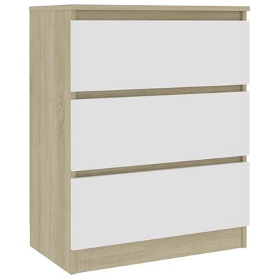 vidaXL Sideboard White and Sonoma Oak 23.6"x13.8"x29.9" Engineered Wood