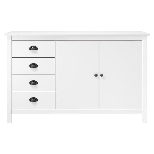 vidaXL Sideboard White Solid pine wood Medium Sideboard Rectangular