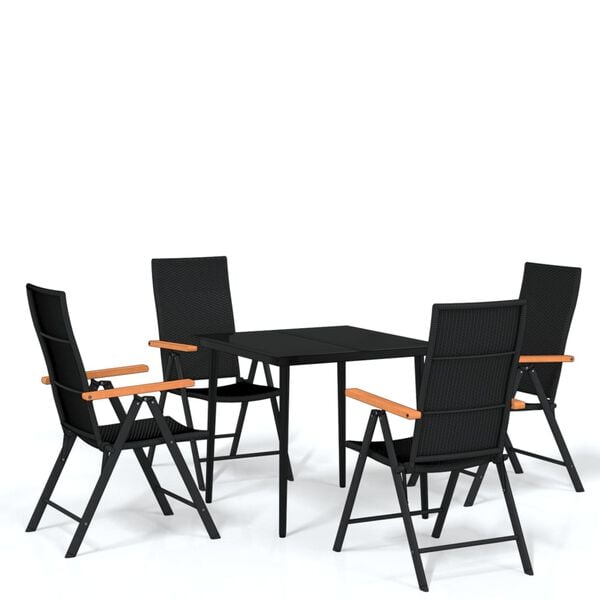 vidaXL Garden Dining Set Black