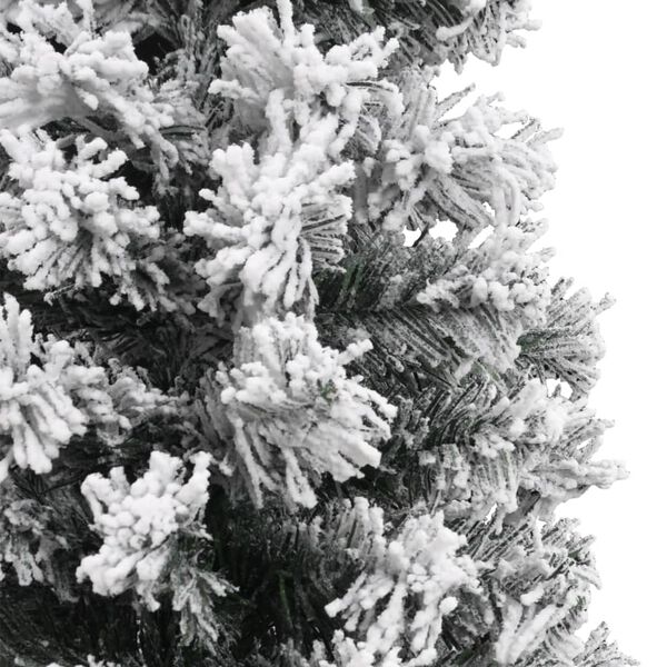 vidaXL Fake Xmas Tree Green with White Snow Flocking PVC, Steel Slim