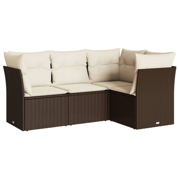 vidaXL Garden Sofa Set Brown, Cream White