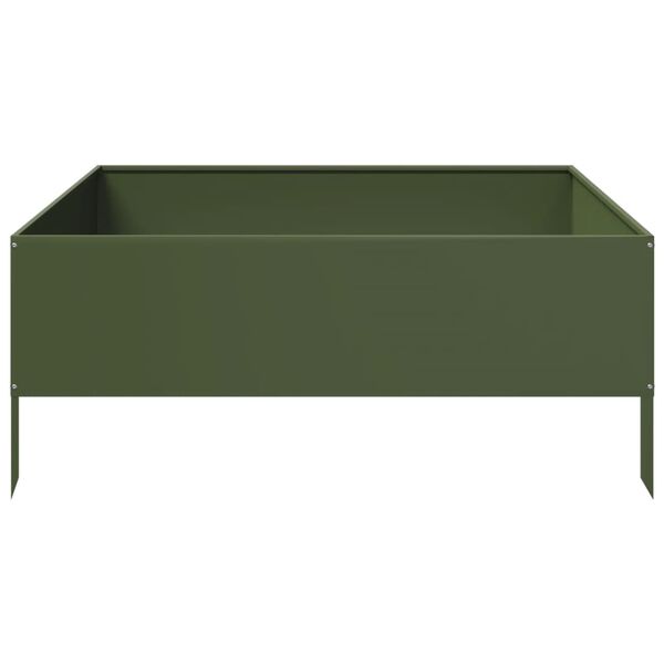 vidaXL Garden Raised Bed Olive Green Steel 39.4 x 39.4 x 9.8 in Tough