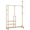 vidaXL Clothes Rack Natural Bamboo Bamboo 39.4 x 15.0 x 69.1 in Rollable