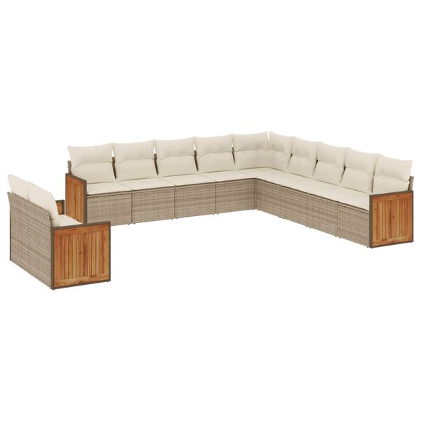 vidaXL Garden Sofa Set Beige PE rattan Large Modular Garden Sofa Set
