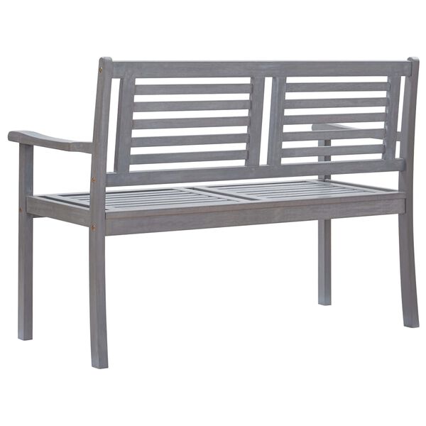 vidaXL Bench Grey Solid eucalyptus wood Medium Ergonomic Bench