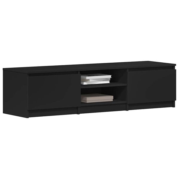 vidaXL TV Cabinet Black Engineered Wood Medium TV Cabinet Rectangular