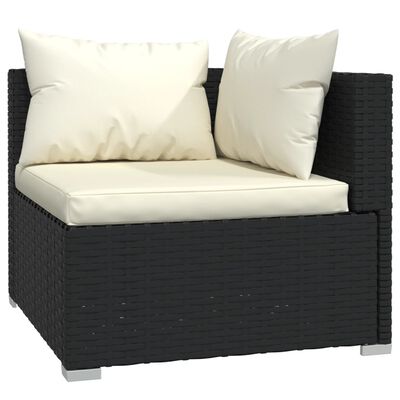 vidaXL 5 Piece Patio Lounge Set with Cushions Poly Rattan Black