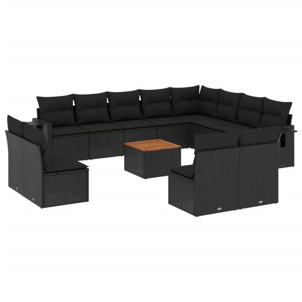 vidaXL Garden Sofa Set Black PE rattan Large Modular Garden Sofa Set