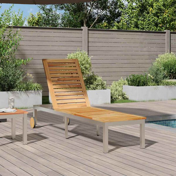 vidaXL Sun Lounger Brown 81.50 x 22.83 x 13.78 in Solid Acacia wood