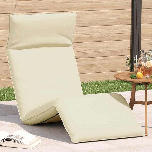 vidaXL Sun Lounger Cream Oxford fabric, metal Extra Long Foldable