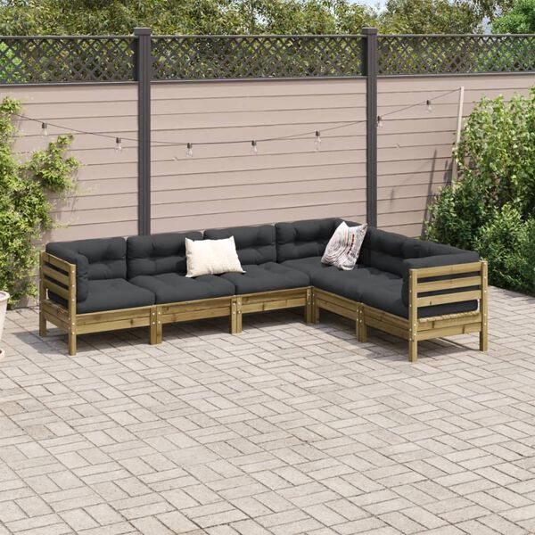vidaXL Garden Sofa Set Anthracite Solid pinewood with treated finish Large