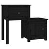vidaXL Bedside Cabinet Black Solid pine wood Medium Adjustable Armrests