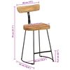 vidaXL Bar Stool Set of 2 Brown and Black Solid Mango Wood and Metal