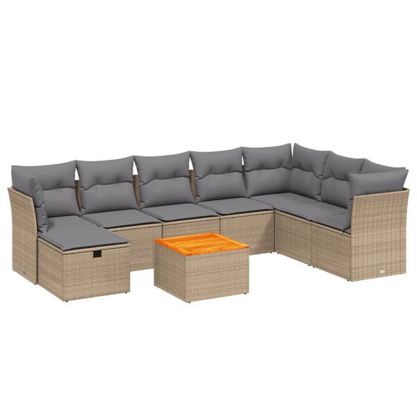 vidaXL Garden Sofa Set Mix beige, Light grey PE Rattan 9 Piece set
