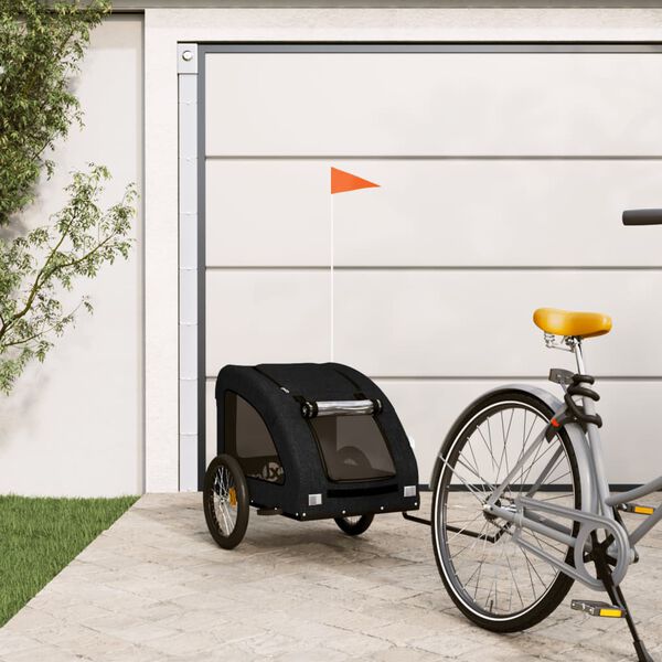 vidaXL Pet Bike Trailer Black Iron Small Collapsible Pet Bike Trailer