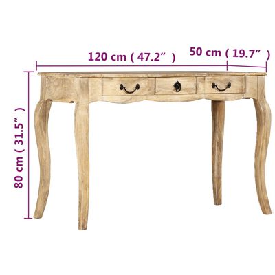 vidaXL Console Table Solid Mango Wood 47.2"x19.7"x31.5"