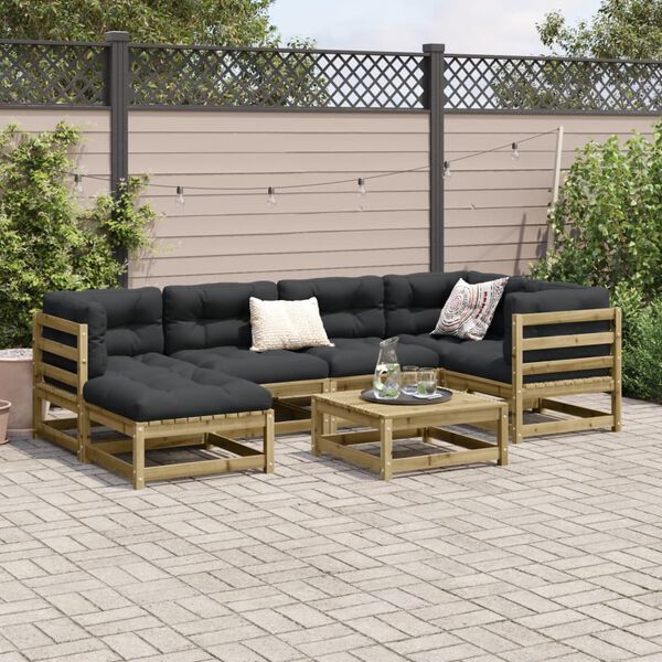 vidaXL Garden Sofa Set Anthracite Vacuum pressure impregnated pine wood