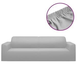 vidaXL Couch Slipcover Grey 100% Polyester jersey Fits 75-90.6 inch sofas