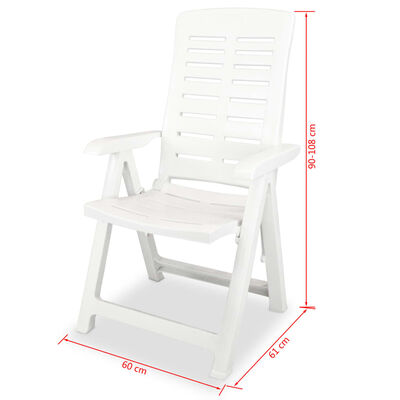 vidaXL Reclining Patio Chairs 2 pcs Plastic White