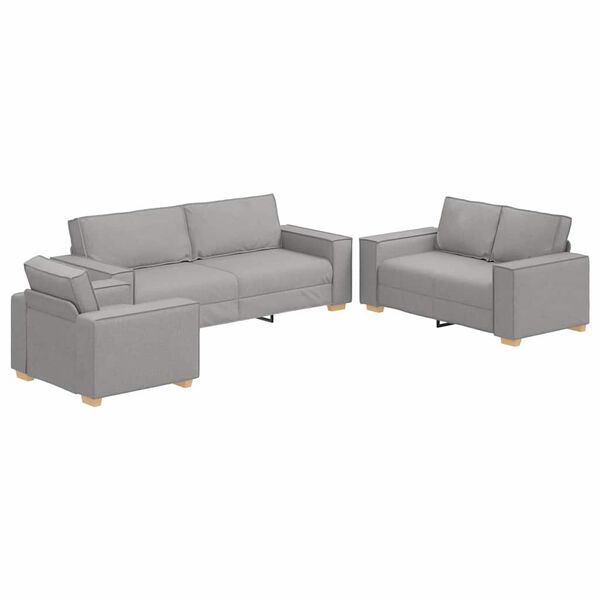vidaXL Sofa 3 pcs Cloud Grey Linen-blend Fabric