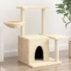 vidaXL Cat Tree Cream Engineered wood, Plush, Sisal