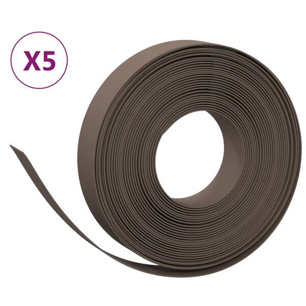 vidaXL Garden Edgings 5 pcs Brown 32.8' 3.9" Polyethylene
