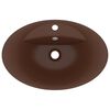 vidaXL Luxury Basin Overflow Oval Matt Dark Brown 23.0x15.4" Ceramic