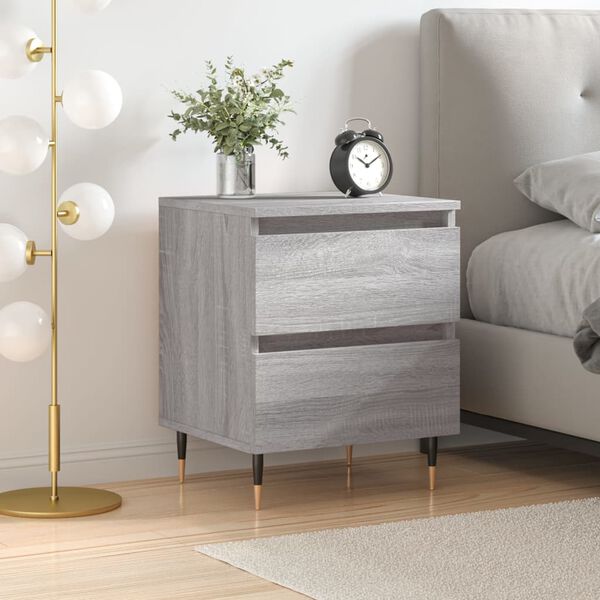 vidaXL Bedside Cabinet Grey Sonoma Engineered wood, Iron Small Storage