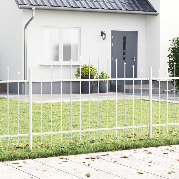 vidaXL Garden Fence 2 pcs White 170 x 140 cm Powder-Coated Steel