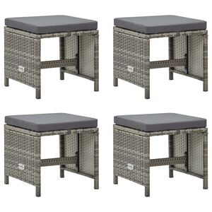 vidaXL Garden Stool Set of 4 Grey PE rattan Medium Durable