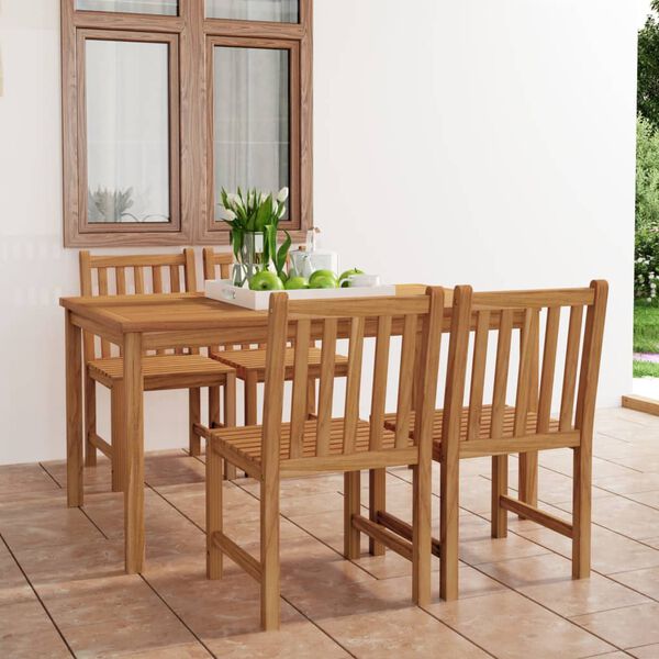 vidaXL Garden Dining Set Warm Natural Teak Solid Teak Wood Durable