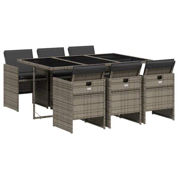 vidaXL Patio Dining Set Set of 6 Grey