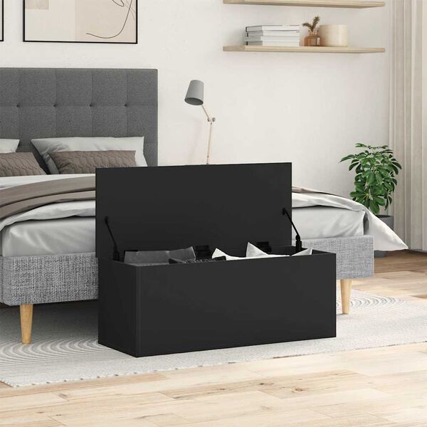 vidaXL Storage Box Black 35.4"x13.8"x13.8" Engineered Wood