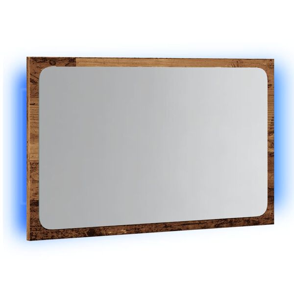 vidaXL Bathroom Mirror Old wood Engineered wood, glass 23.6x3.4x15.0 in
