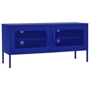 vidaXL Navy Blue Steel TV Cabinet Medium Rectangular Industrial Levelers