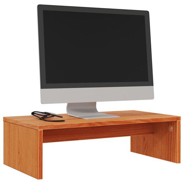 vidaXL Monitor Stand Wax brown Solid pine wood Small Monitor Stand