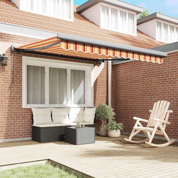 vidaXL Retractable Awning Yellow and Orange 137.80" x 98.43