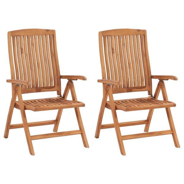 vidaXL Garden Chair Set of 2 Natural teak Solid Teak Wood Standard
