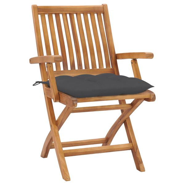 vidaXL Garden Chair Set of 2 Anthracite Fine sanded teak hardwood