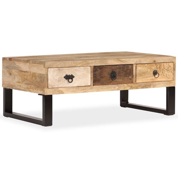 vidaXL Coffee Table Natural Wood Solid Mango Wood Medium Coffee Table