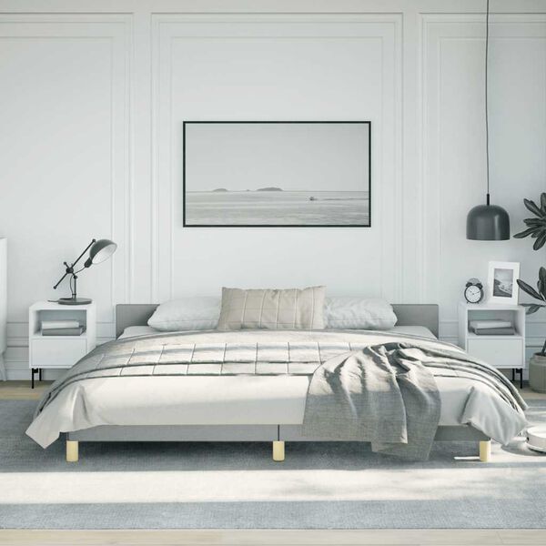 vidaXL Bed Frame With Headboard Light Gray