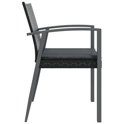 vidaXL Patio Chairs with Cushions 6 pcs Black 22.2"x22.4"x32.7" Poly Rattan