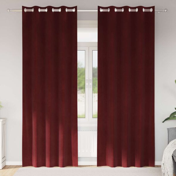 vidaXL Blackout Curtains 2 pcs Wine Red 55.12 x 96.46 in Velvet