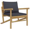 vidaXL Garden Chair Bamboo with a natural finish, Dark grey cushions
