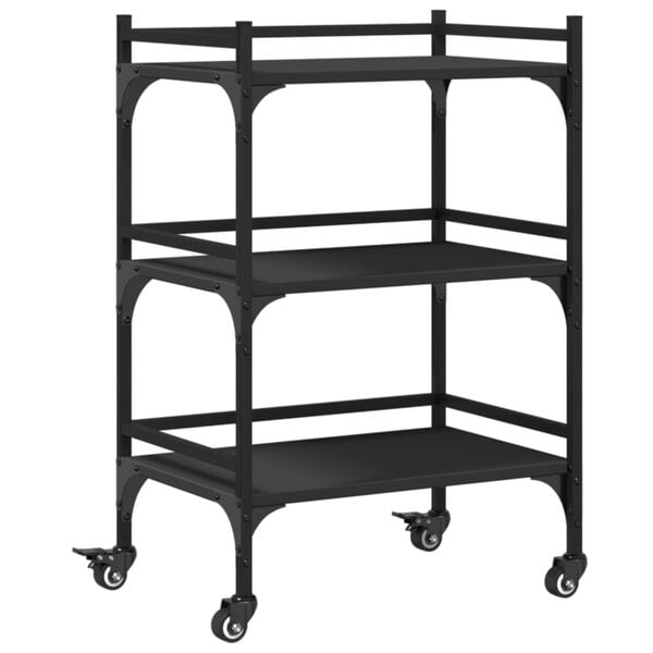 vidaXL Kitchen Trolley Black 19.7"x13.8"x29.7" Engineered Wood