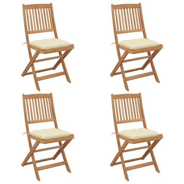 vidaXL Garden Chair Set of 4 Wooden Brown Solid Acacia Wood Medium